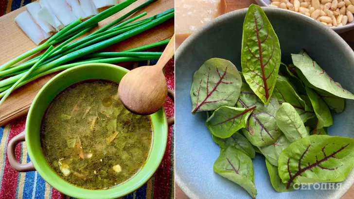 Green borsch with nettle or sorrel - both are useful, and in the recipe you can replace one component with another