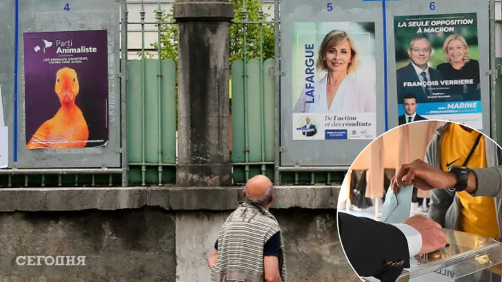 Во Франции состоялся первый тур парламентских выборов. Фото: коллаж "Сегодня"