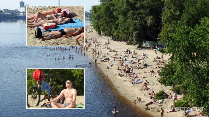 Несмотря на призывы коммунальных служб, киевляне продолжают массово посещать городские пляжи / коллаж "Сегодня"