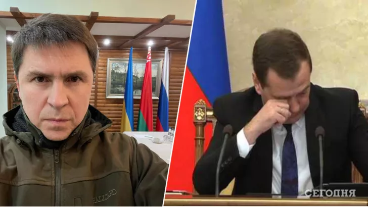 Михаил Подоляк раскритиковал Медведева. Фото: коллаж "Сегодня"