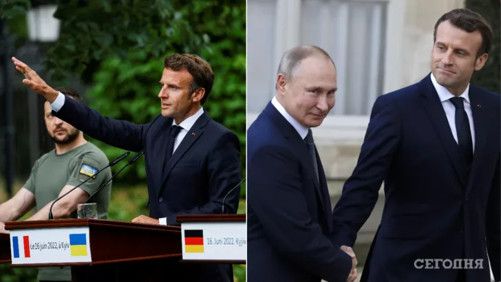 Эммануэль Макрон рассказал, почему общается с Владимиром Путиным. Фото: коллаж "Сегодня"