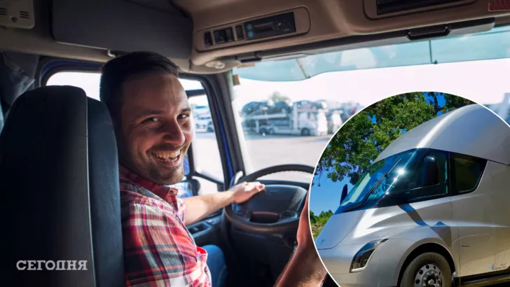 Элекро-тягач Tesla Semi, которого не купить, разъезжает по шоссе  в Калифорнии