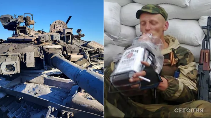 The Russian military exchange spare parts from equipment for alcohol.