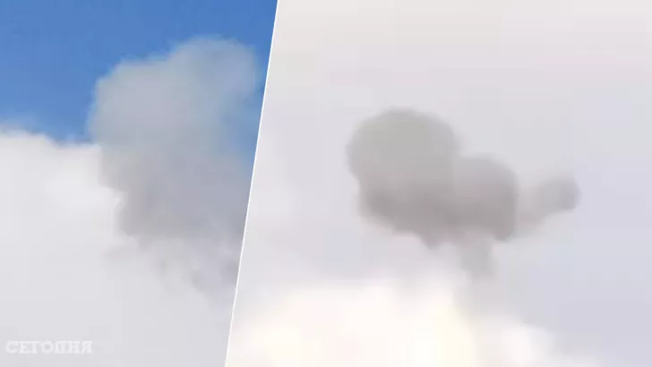 В небе над Одессой видно облако дыма