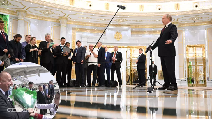 Пока Алиев общался с людьми, Путин держал всех на расстоянии / Фото Reuters / Коллаж "Сегодня"