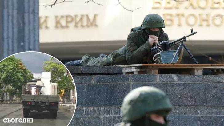 Российские военные отправляют захваченную технику в направлении Крыма.
