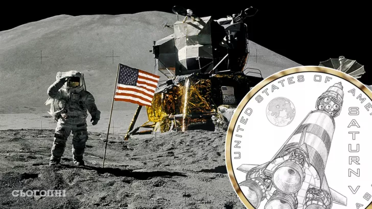 В США выпустят монету с изображением  Saturn V - культовой ракеты, что впервые высадила космонавтов на Луне
