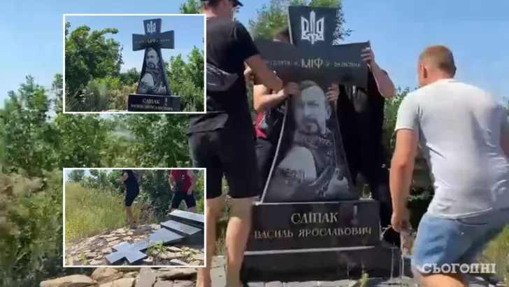 В Донецкой области оккупанты снесли памятник Василию Слепаку.