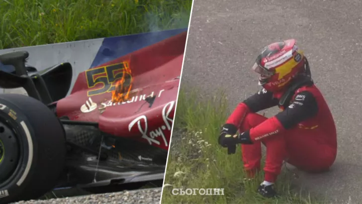 Болид Карлоса Сайнса загорелся в концовке Гран-При Австрии