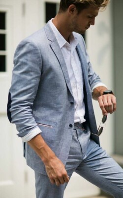Мужской костюм из льна серого оттенка | Фото: Pinterest