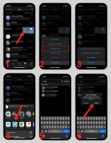 Так выглядит перенос чата из WhatsApp в Telegram
Фото: iphones.r