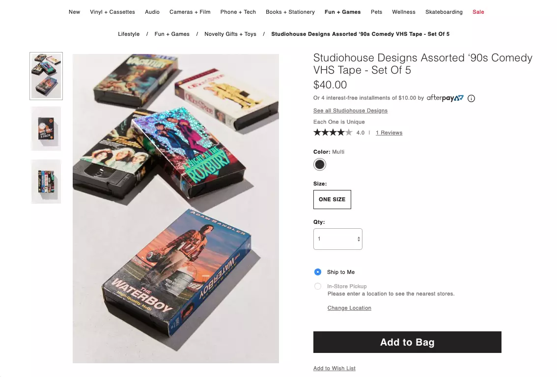 Стоимость одного набора из пяти видеокассет оценивают в 40 долларов