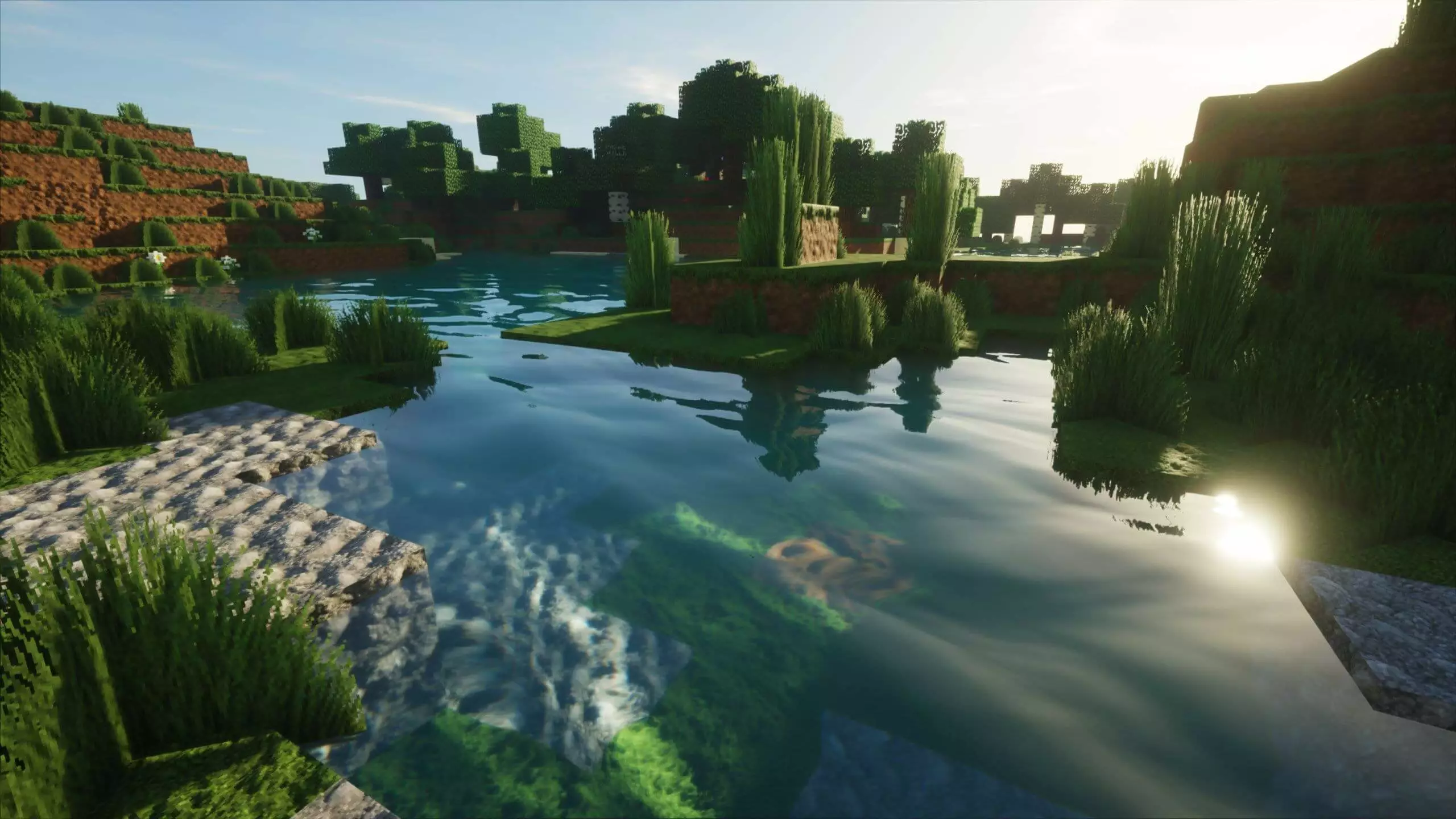 В Майнкрафте графика благодаря моду Vanilla Minecraft становится значительно красивее с реалистичным светом и водой