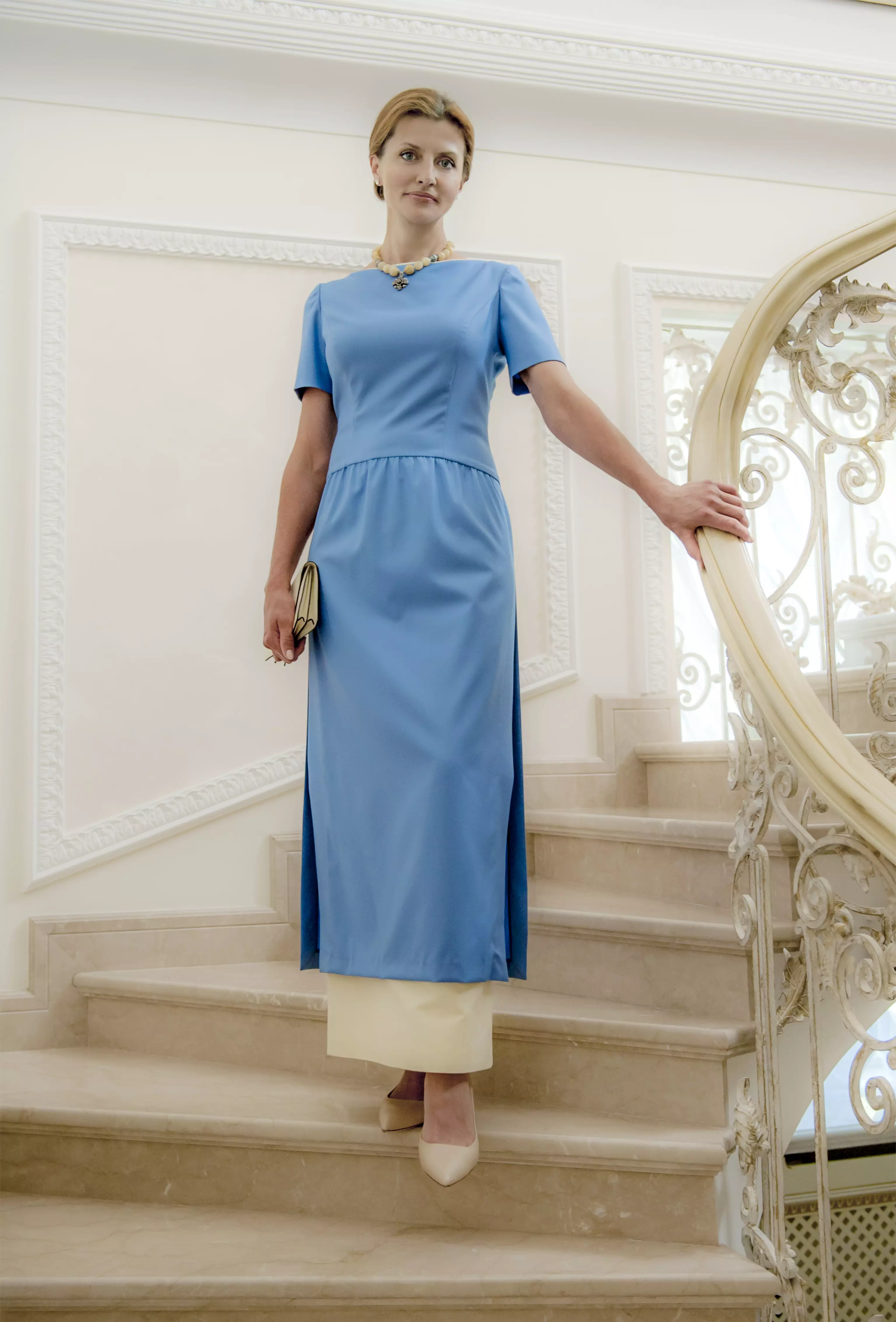 Марина Порошенко в голубом платье от Лилии Пустовит