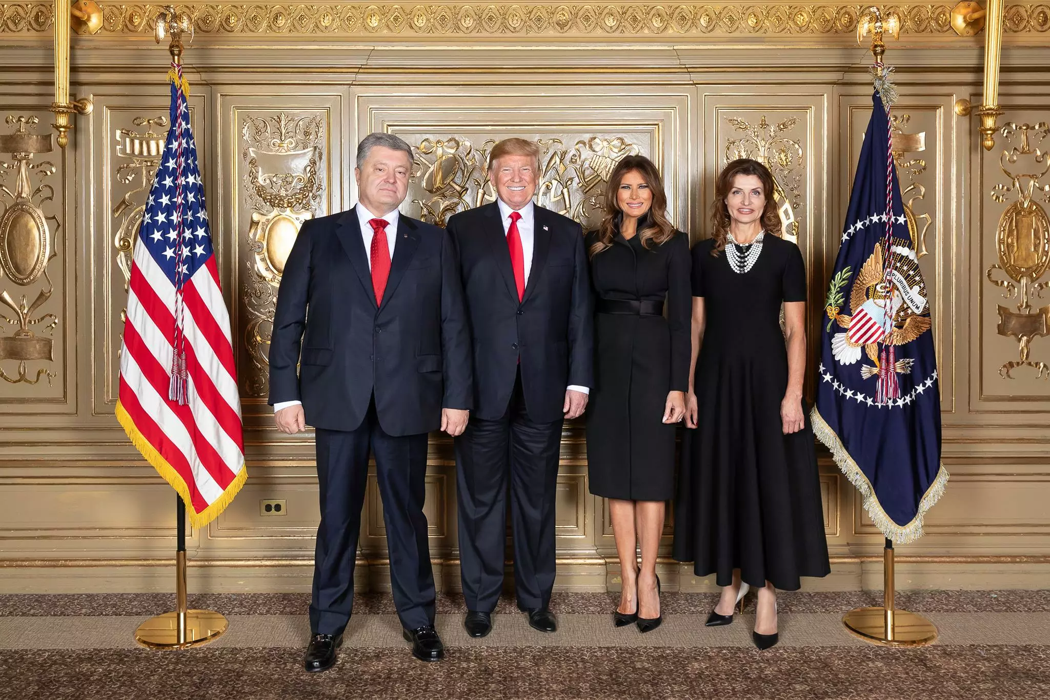 Петр и Марина Порошенко на встрече с Дональдом и Меланией Трамп