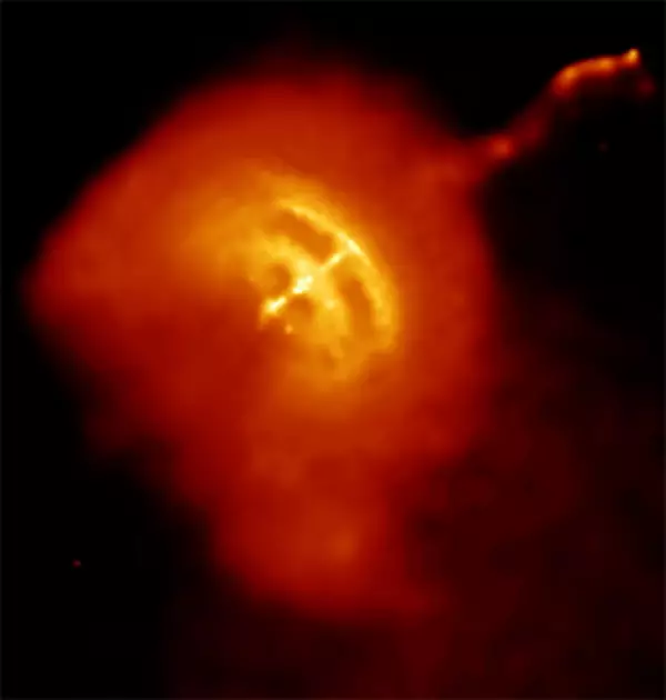 Космический снимок пульсара в Парусах и его плериона