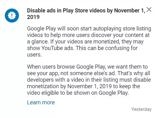 Официальное заявление от Google относительно нововведений в Google Play