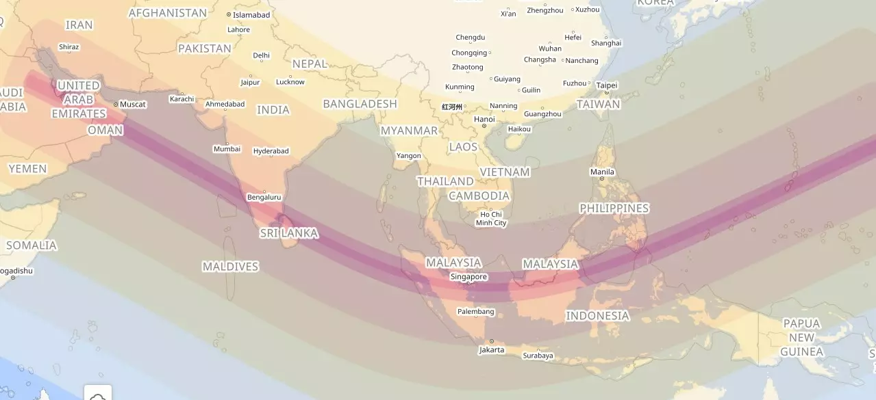 Країни, в яких пройде сонячне затемнення 26 грудня
