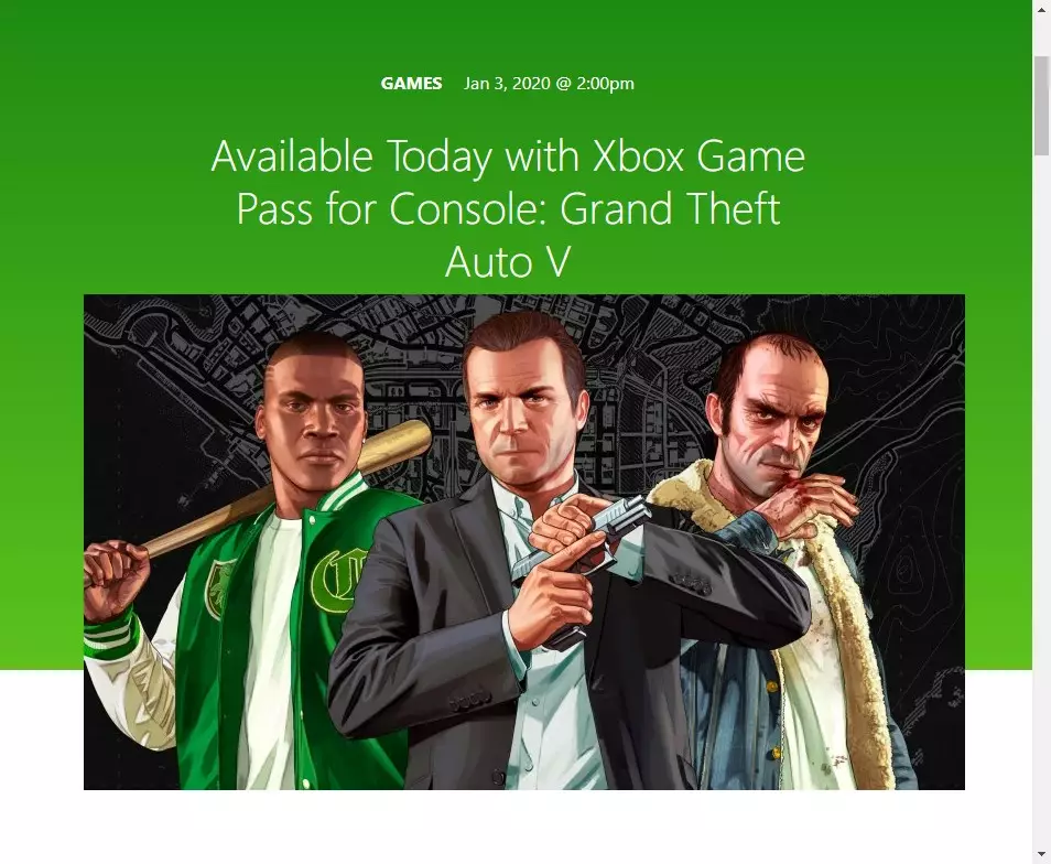 Grand Theft Auto V стала безкоштовною на Xbox One