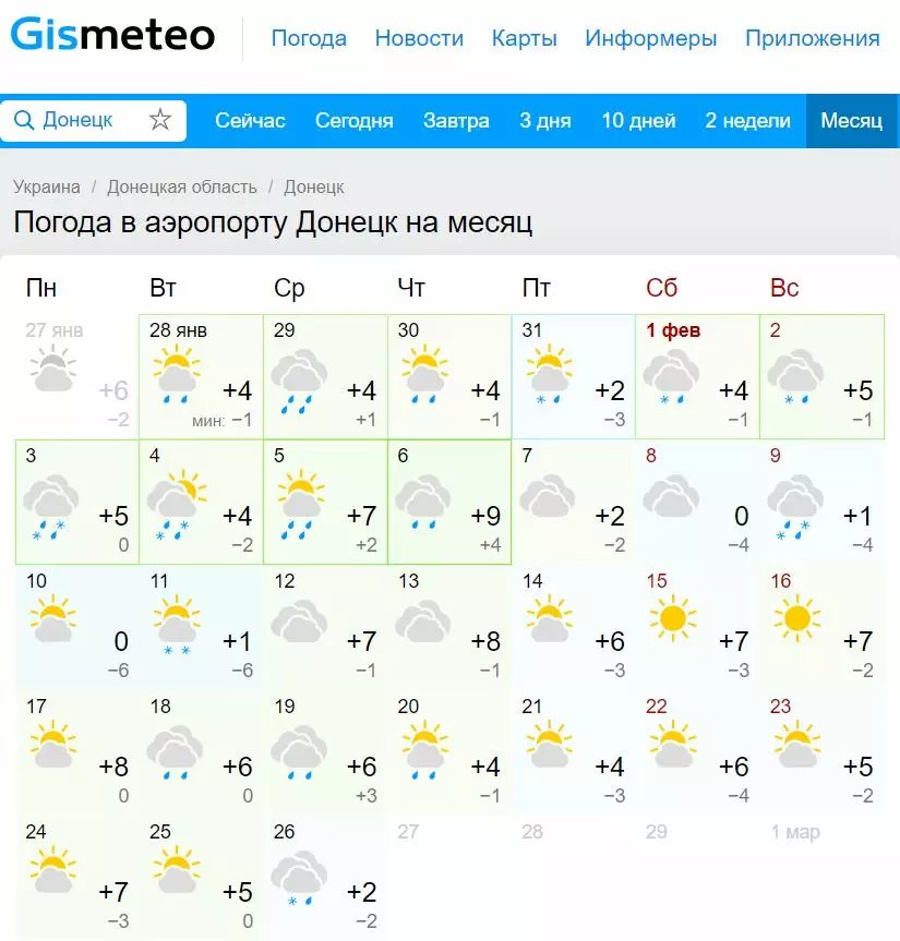 Gismeteo Doneck Na 3 Dnya