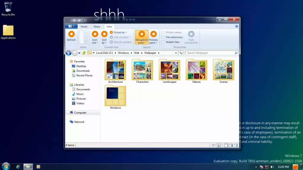 Інтерфейс першої збірки Windows 8 був схожий на Windows 7