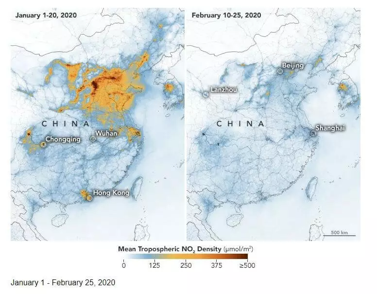 Карта покрытия промышленных выбросов на территории Китая