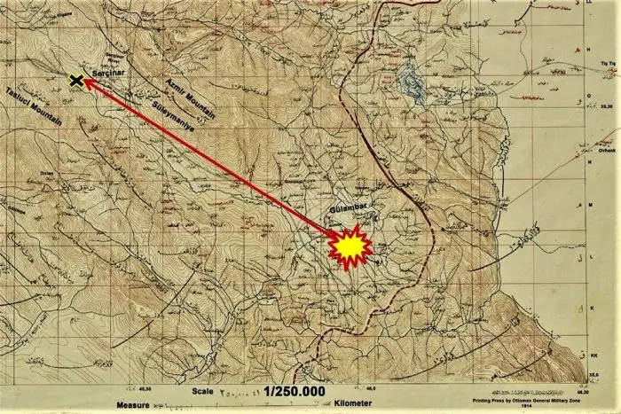 Траектория полета метеорита над Турцией в 1888 году