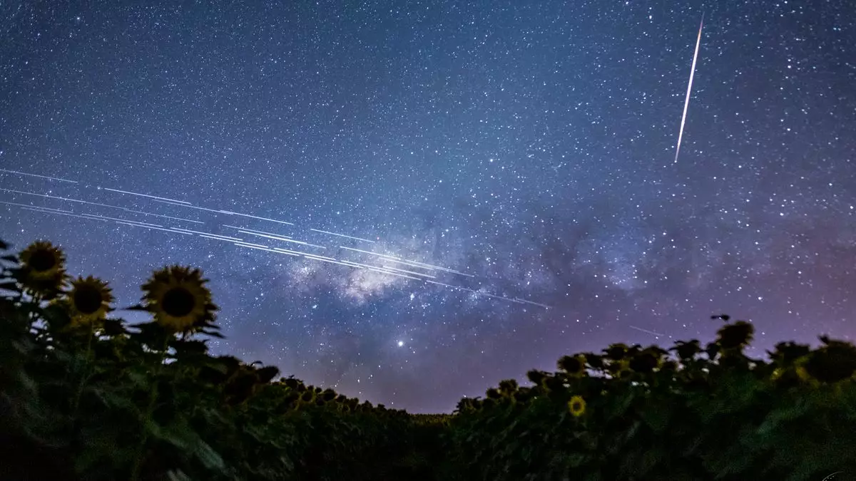Супутники Starlink на одній з фотографій нічного неба