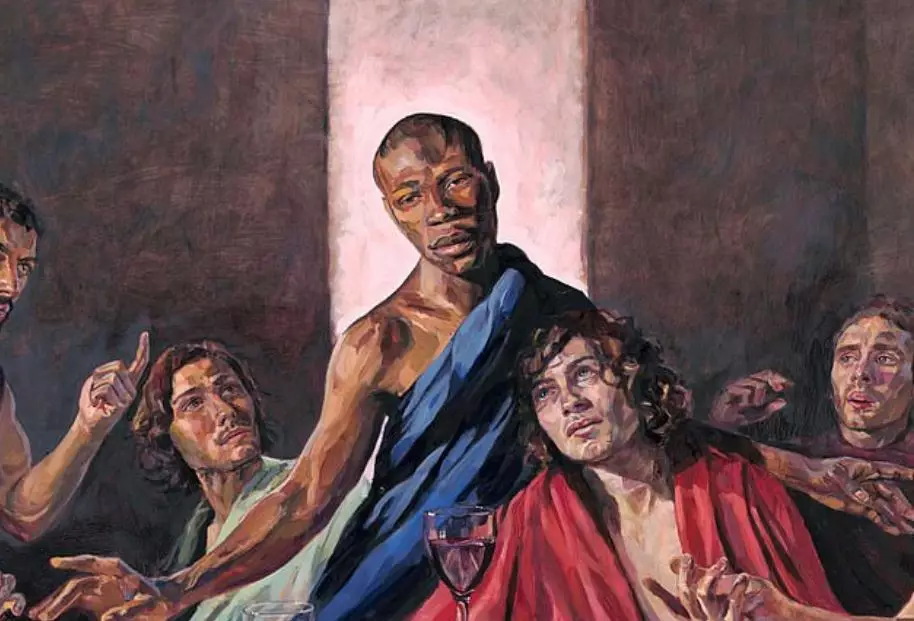 "Тайная вечеря" с темнокожим Иисусом Христом. Картина Лорны Мэй Уодсворт