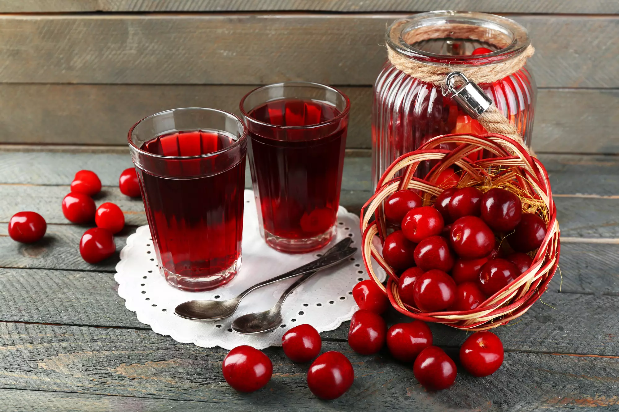 Cherry compote in winter