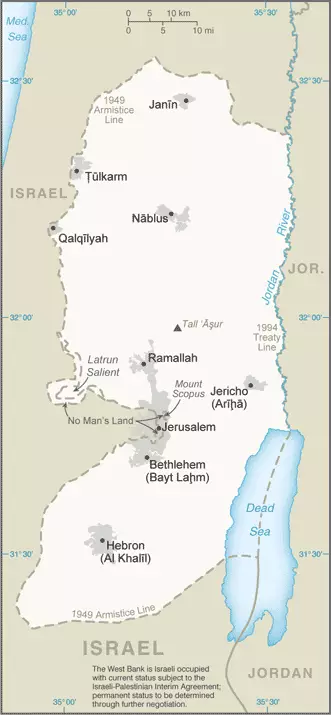 Західний Берег річки Йордан – територія, що призначена, згідно міжнародних  домовленостей, для створення держави Палестина