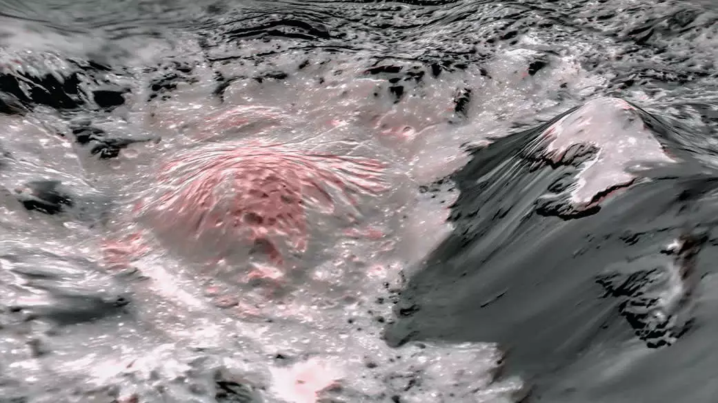 Зображення внутрішньої частини кратера Оккатор в штучних квітах.
