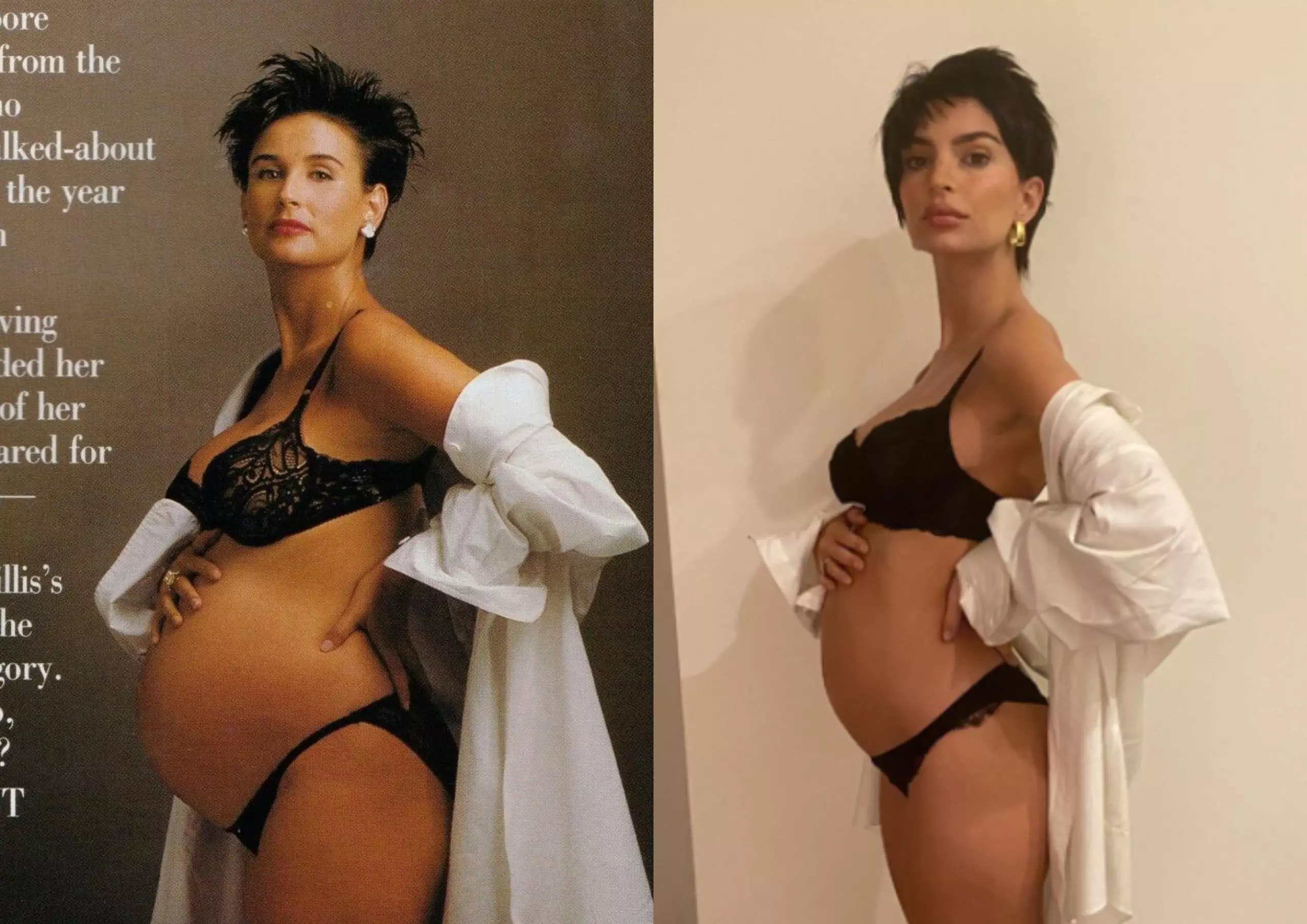 Эмили Ратаковски повторила легендарное фото беременной Деми Мур.