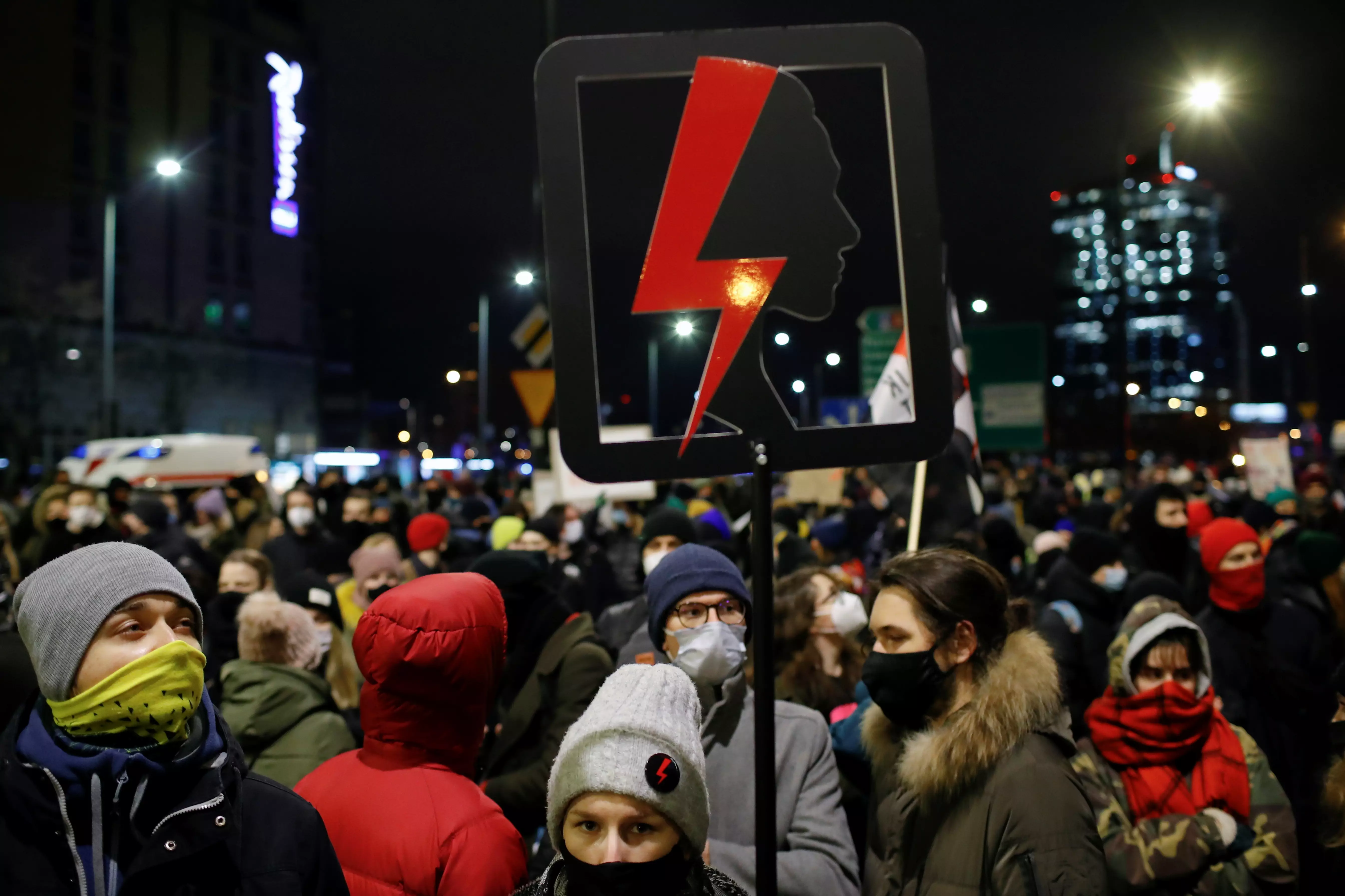 Протест против запрета абортов в Варшаве