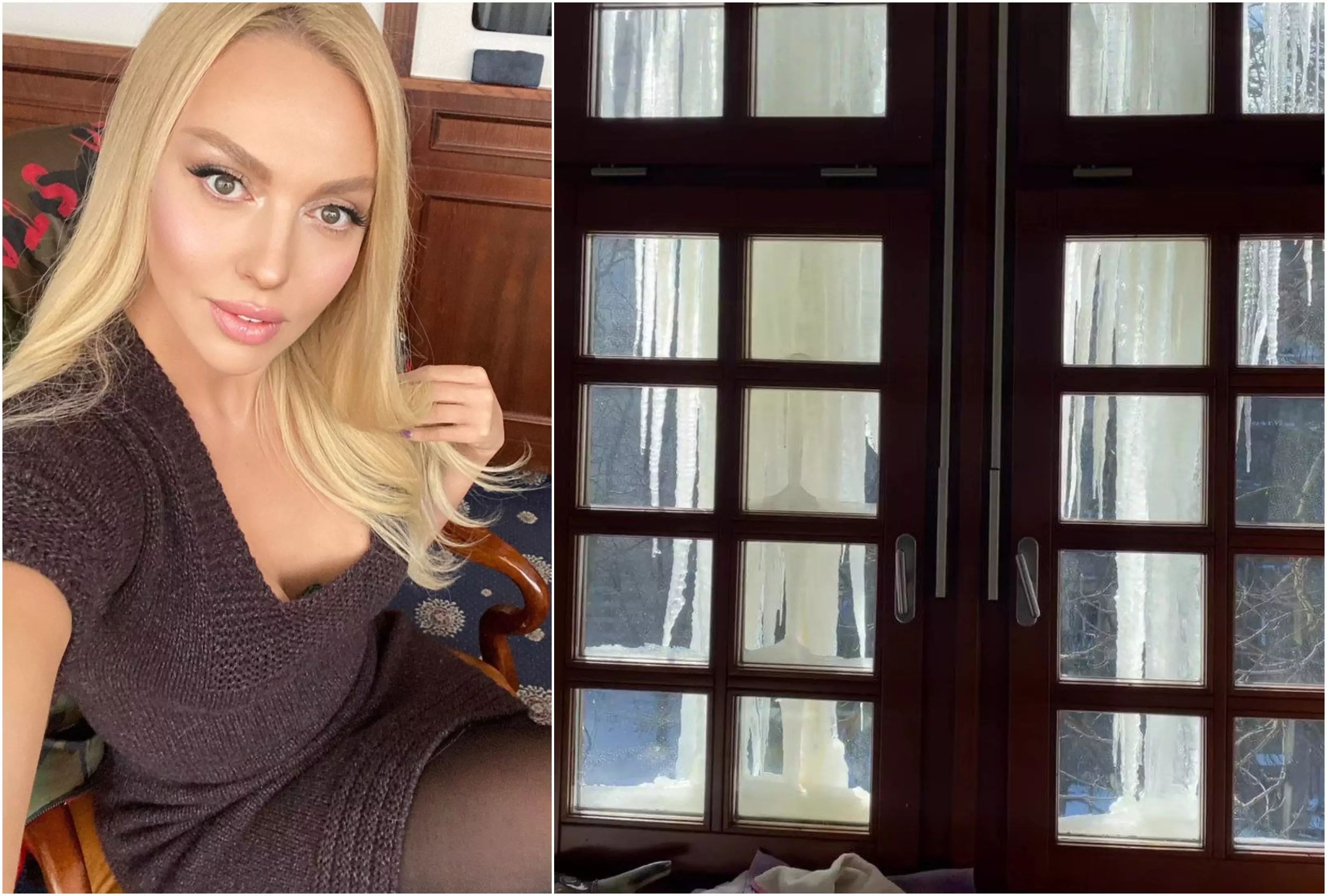 Оля Полякова показала бурульки за вікном квартири