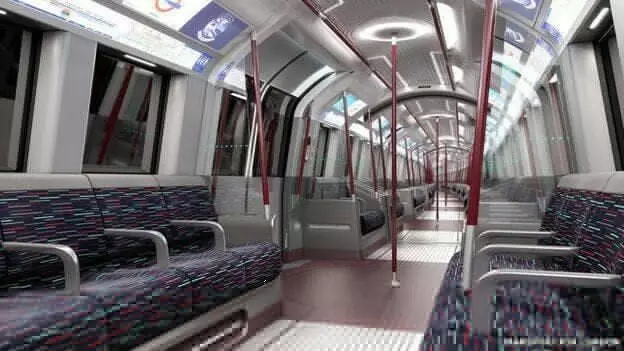 Современный поезд лондонского метро со сквозными вагонами