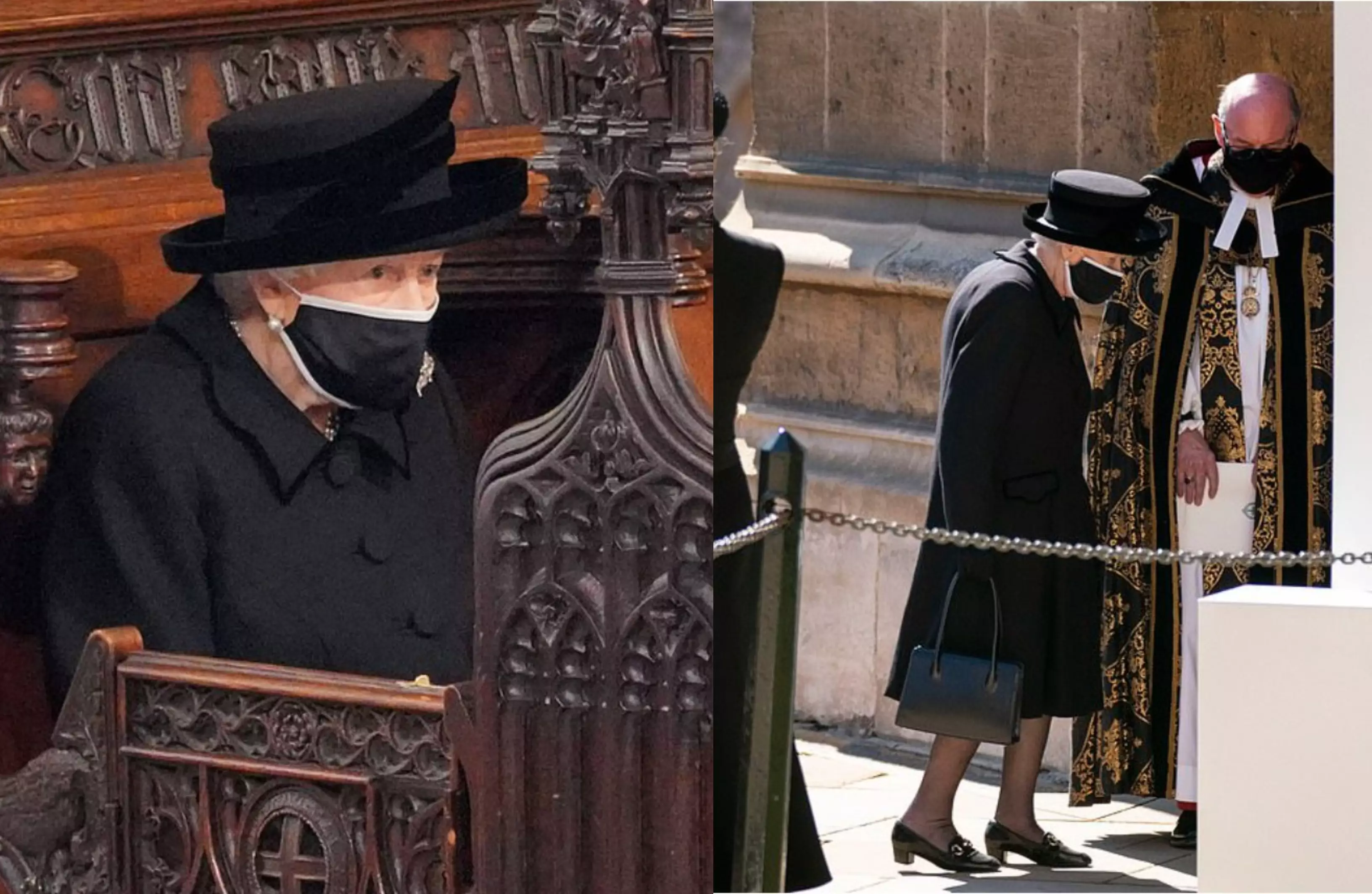 Елизавета  II на похоронах принца Филиппа