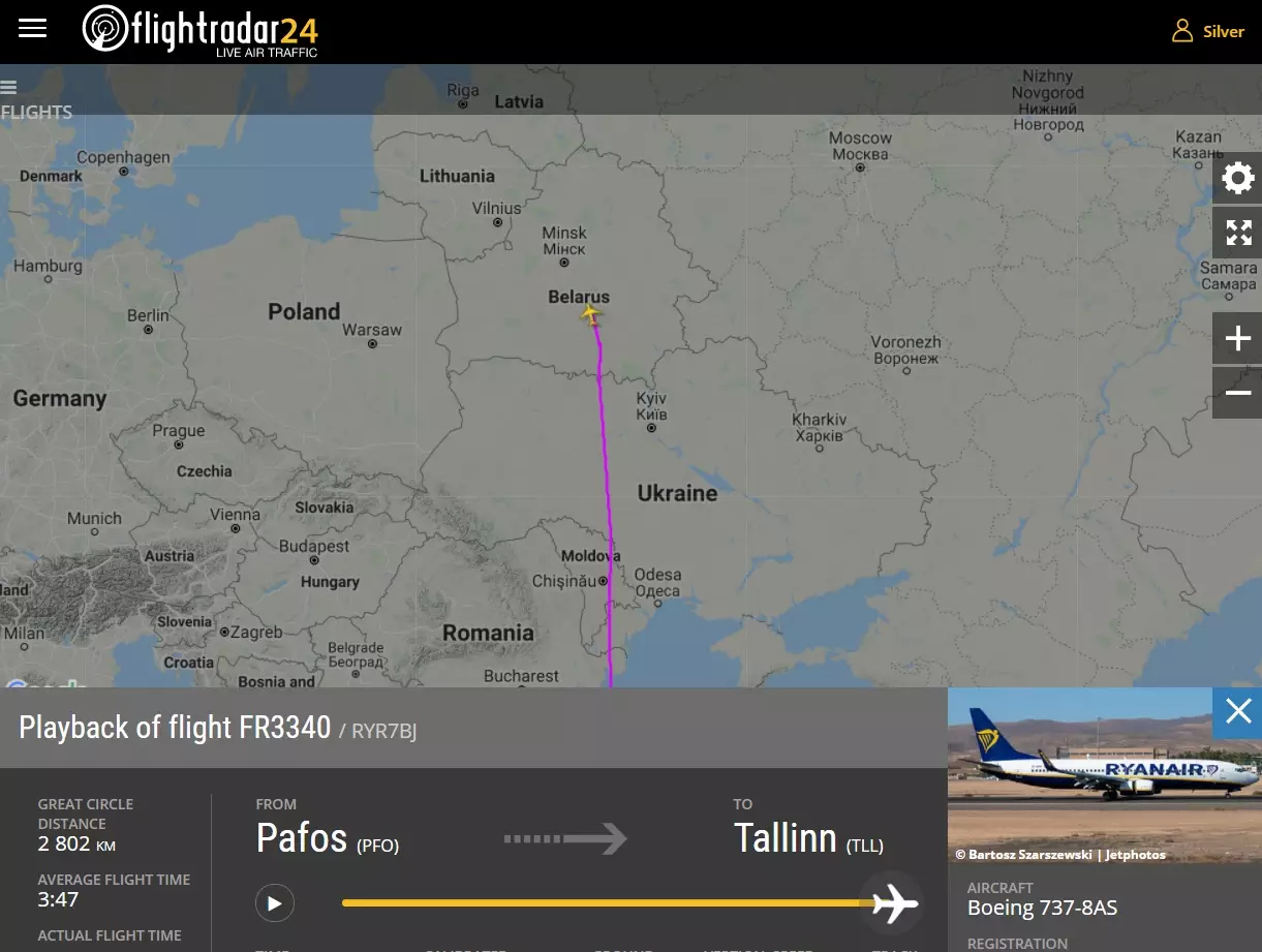 Ryanair продолжает полеты в небе над Беларусью