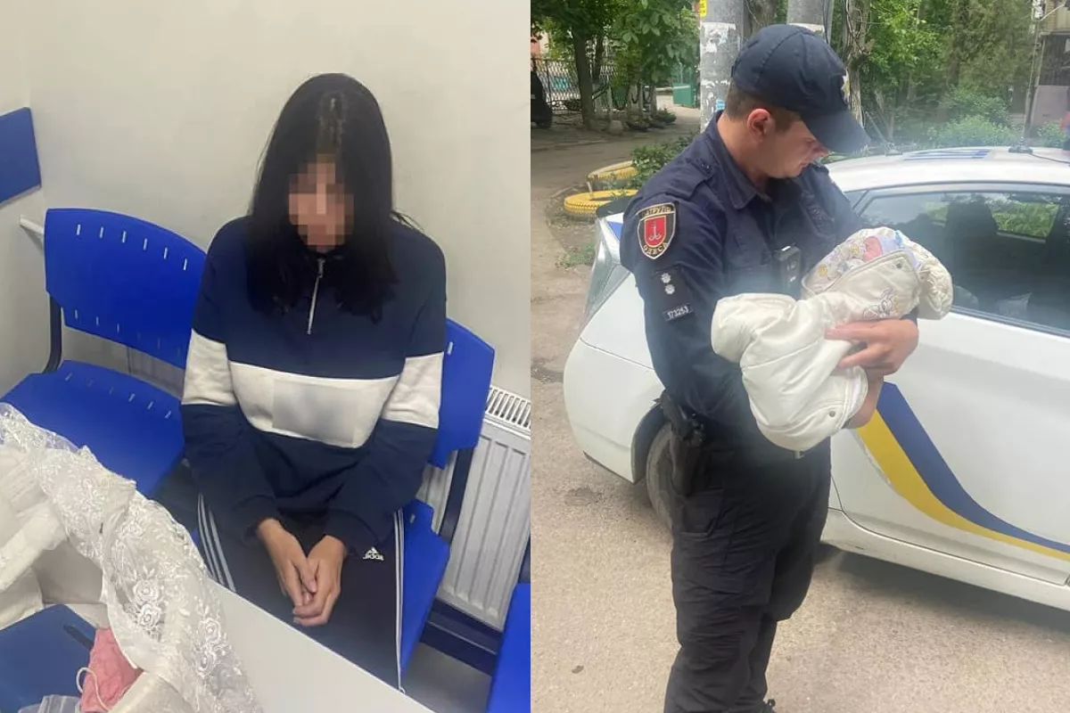 Женщину с младенцем патрульные доставили в отделение полиции. Фото: facebook.com/odesapolice