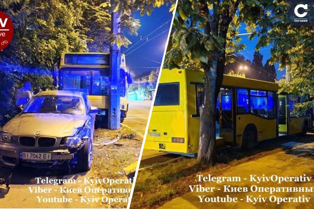 ДТП з автобусом у Києві / колаж "Сьогодні"