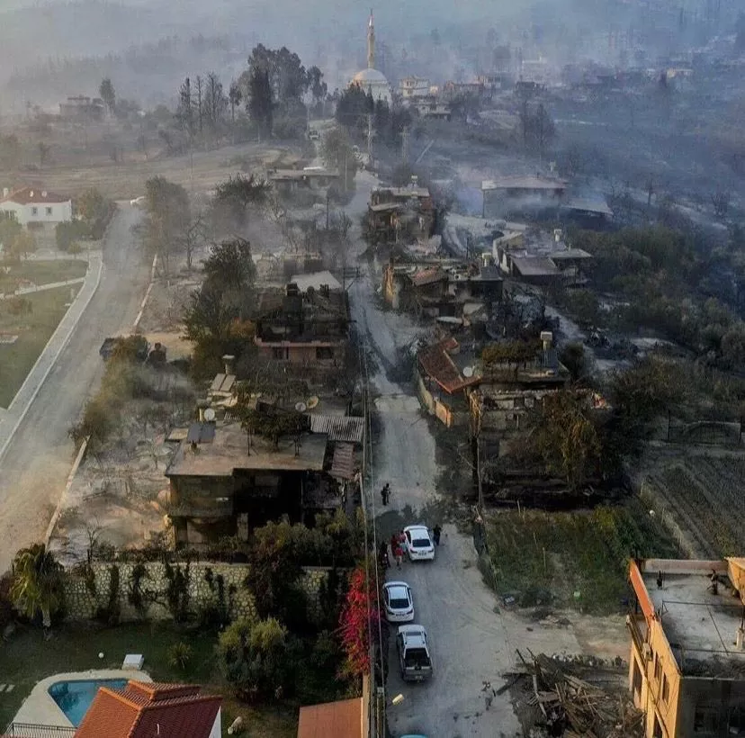 Так виглядає один з кварталів міста Манавгат, яким пронісся вогонь/Фото Twitter, Shervin Najafpour
