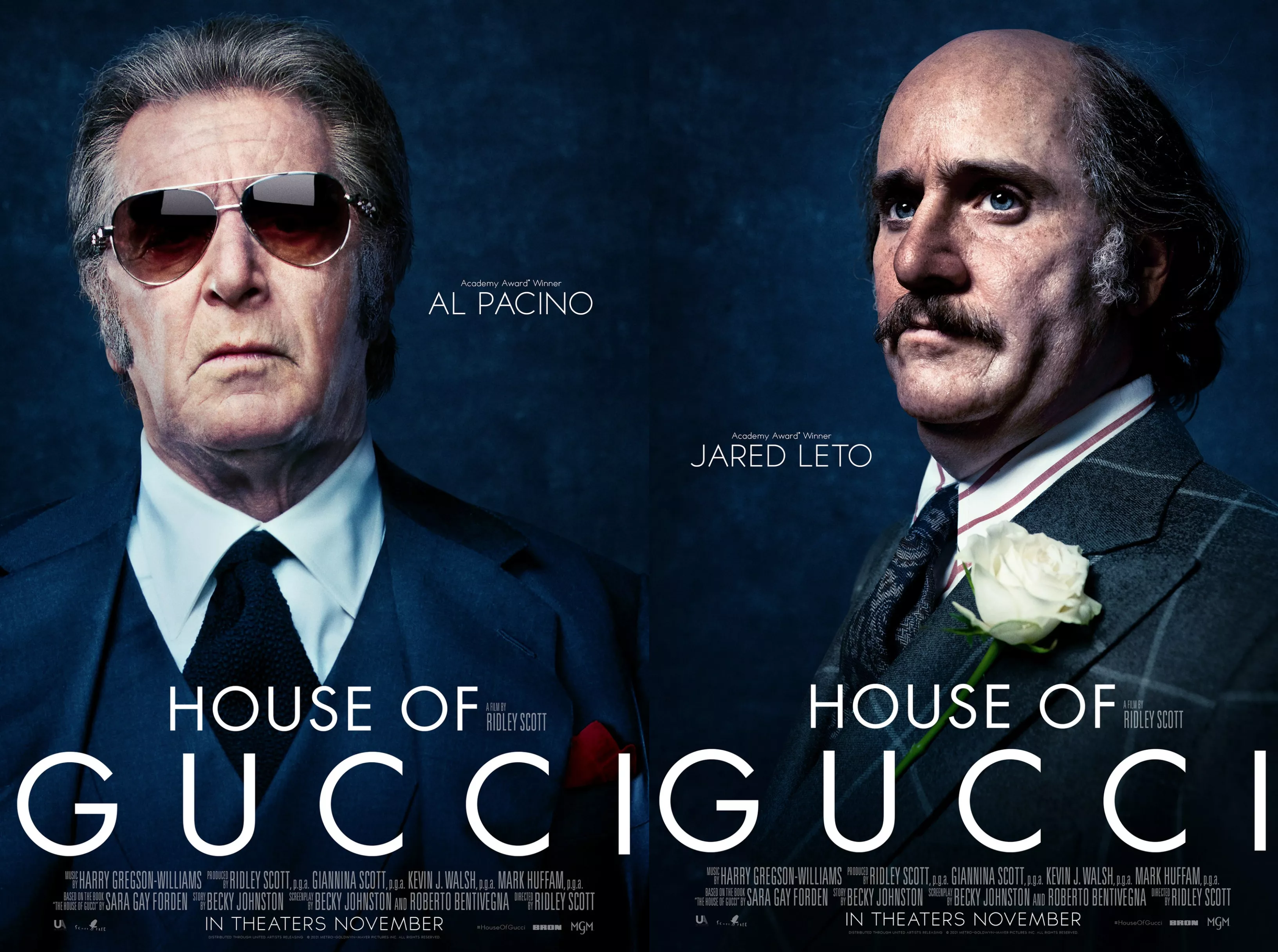 Аль Пачіно і Джаред Лето на постерах до фільму "Будинок Гуччі"