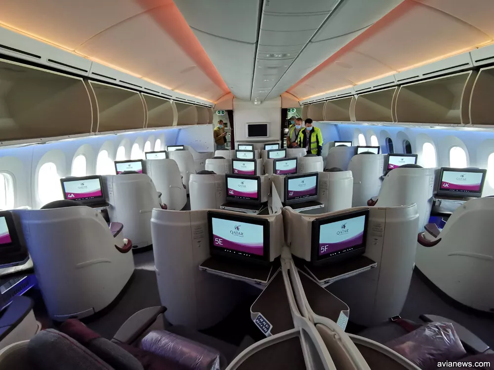 Кресла бизнес-класса Boeing 787-8 Qatar Airways. Фото: Александр Мироненко, avianews