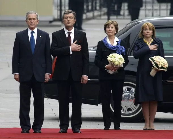 Чета Ющенко во время визита в Украину президента США Джорджа Буша-младшего в 2008 году