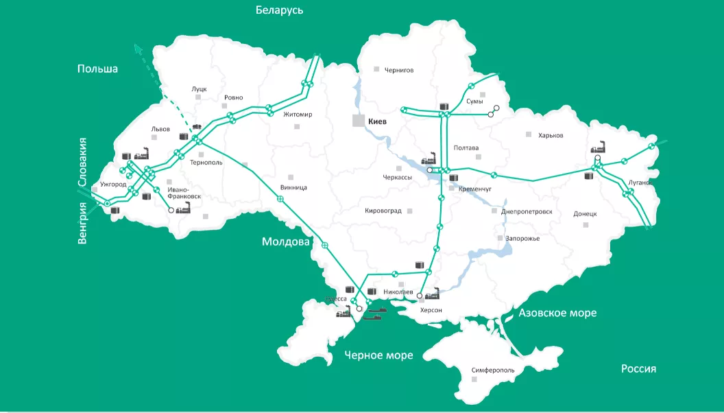 Схема системы магистральных нефтепроводов Украины