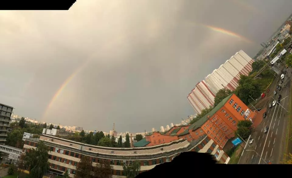 Двойная радуга уже не первый раз появилась в столице в этом году. Фото: Наталья Вишневская/Facebook