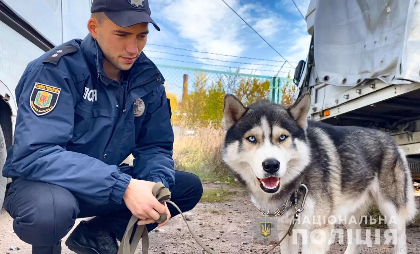Полицейские приютили собаку. Фото: ГУНП в Полтавской области