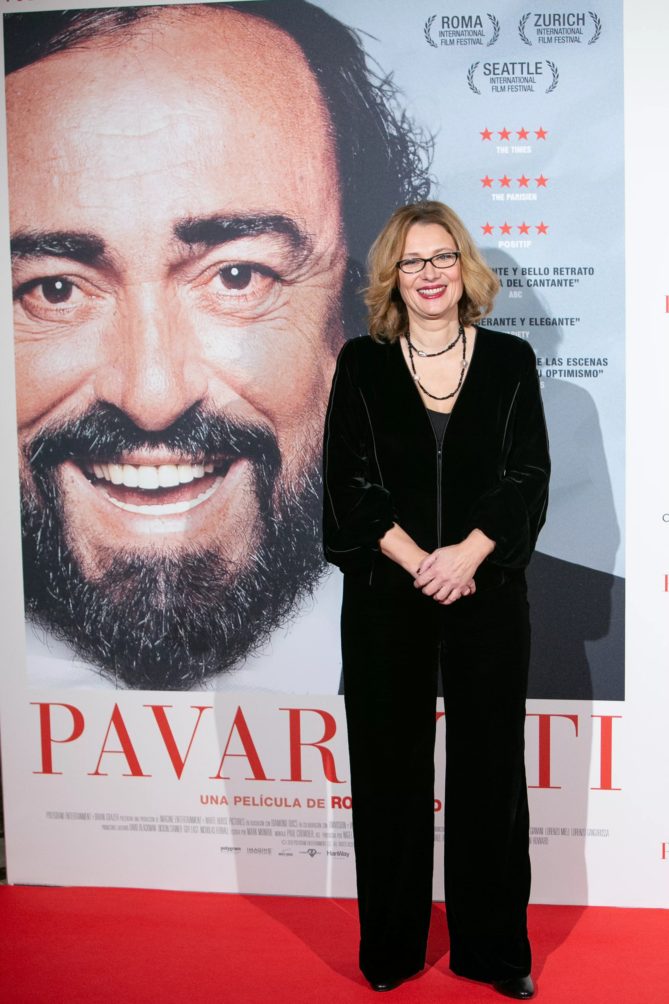 Ніколетта Мантовані на прем'єрі фільму "Паваротті". 2019 рік, Мадрид, Іспанія