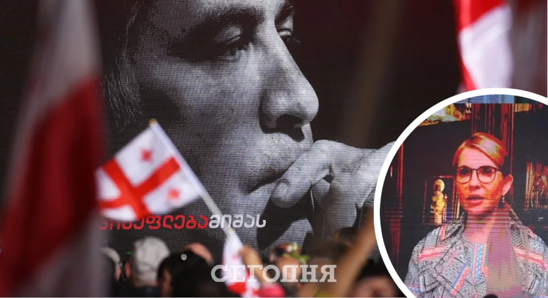 Слова Тимошенко ретранслировали на большом экране, установленном на митинге/Коллаж "Сегодня"