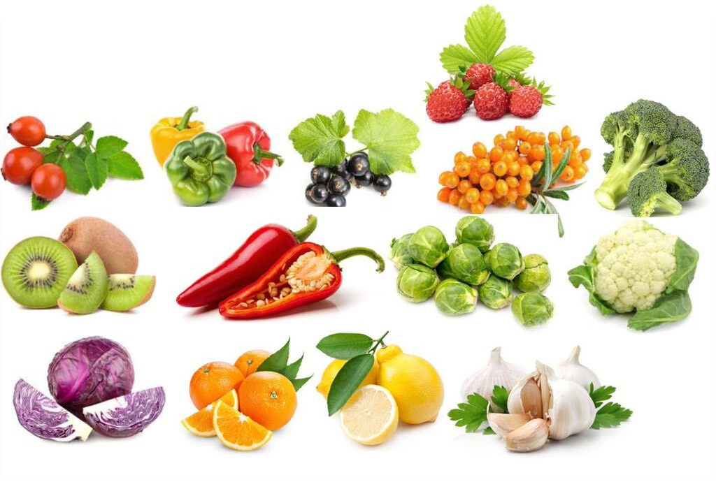 Найбільше вітаміну С у кислих ягодах, обліпихі, цитрусових, у будь-якій капусті, зеленій цибулі, солодкому перці, зеленій петрушці
